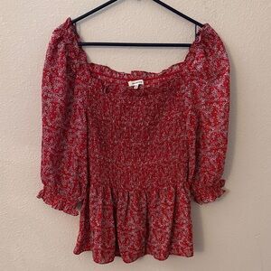 Max Studio Red Floral Blouse